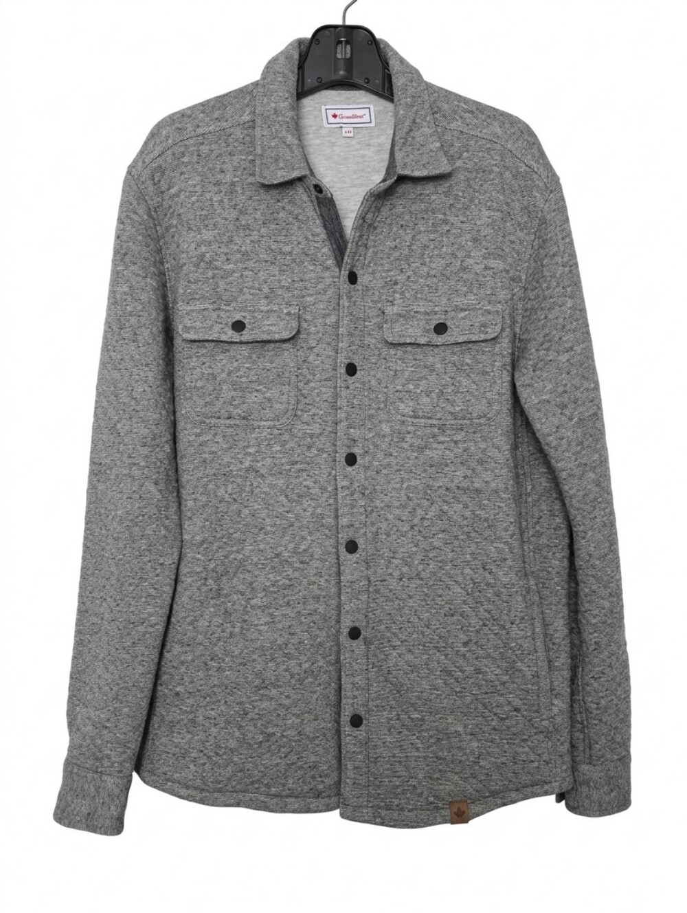 Canadiana Men's Quilted Button-Front Shirt Jacket - Gray Sz Medium